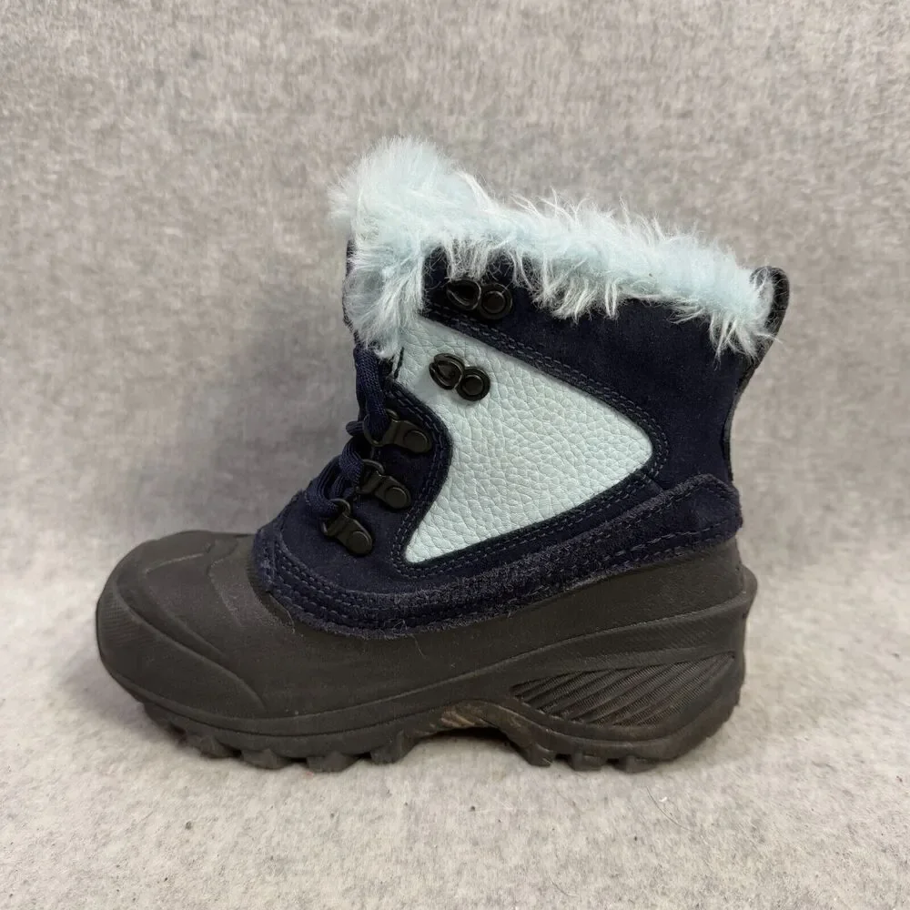 The North Face Kids Boots Size 13 Blue Black Fur Lined Winter Snow Shoes